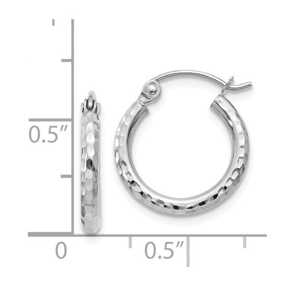 2mm, 14k White Gold Diamond-cut Hoops, 15mm (9/16 Inch)